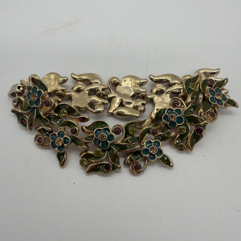 VINTAGE COSTUME JEWELLERY MONET GOLDTONE LEAF‎ BRACELET